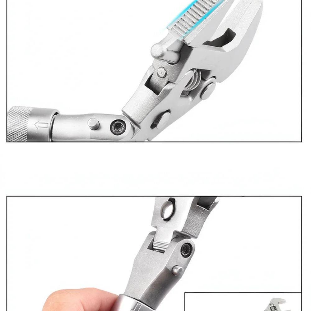 DZT 10 Inch Versatile Retractable Adjustable Wrench Folding Head Ratchet Spanner Plumbing Air Conditioner Repair Tool