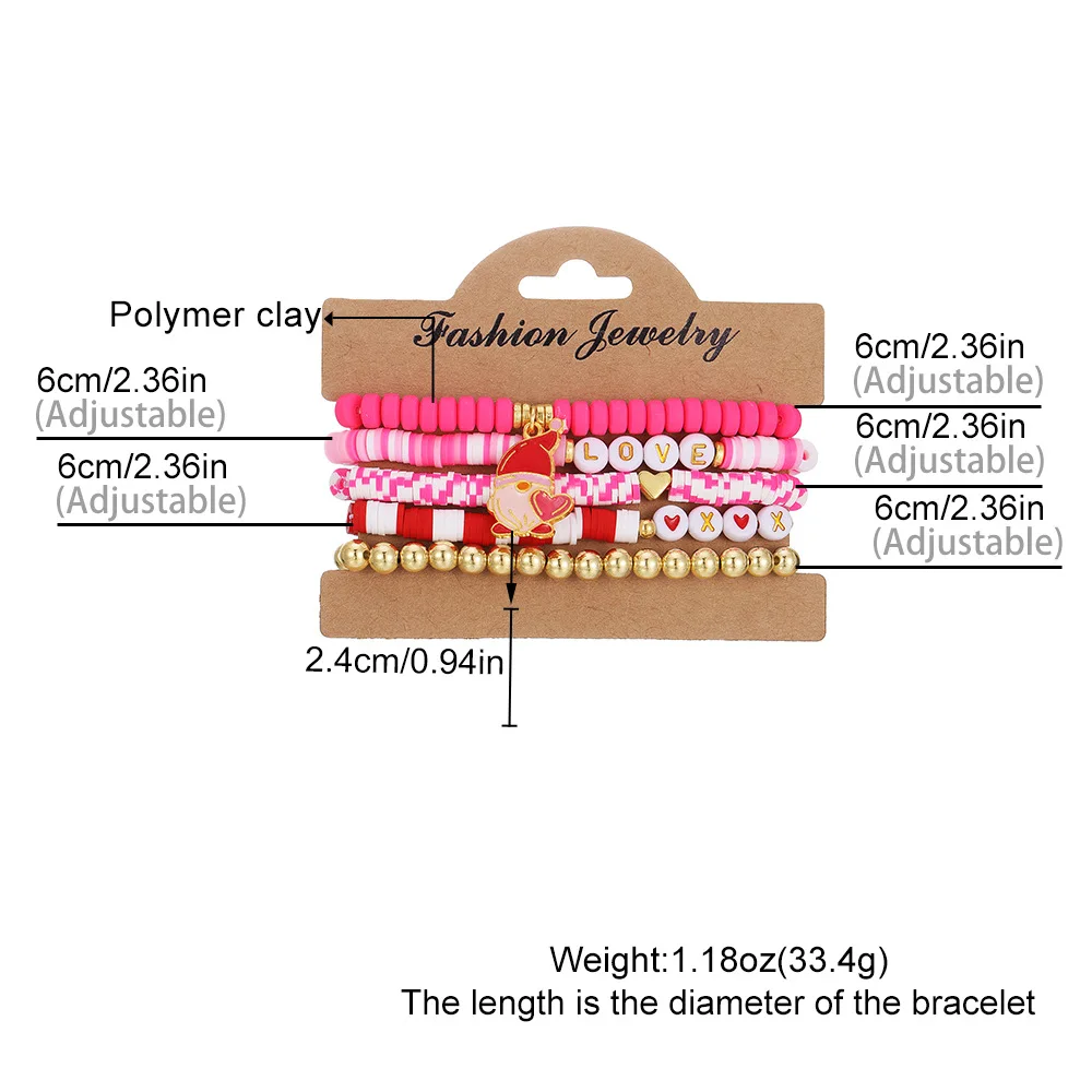 Valentine's Day Bracelets for Women Lover Romantic Style Stackable Beads Bracelets for Christmas Thanksgiving St. Patrick’s Day