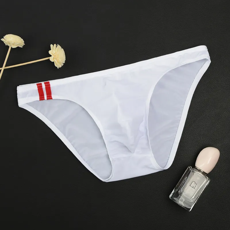 

Men's Sexy Brief Underwear Gay Low-rise U Convex Pouch Panties Ice Silk Ultra-thin Transparent Quick Dry Summer Homme Uynderpant