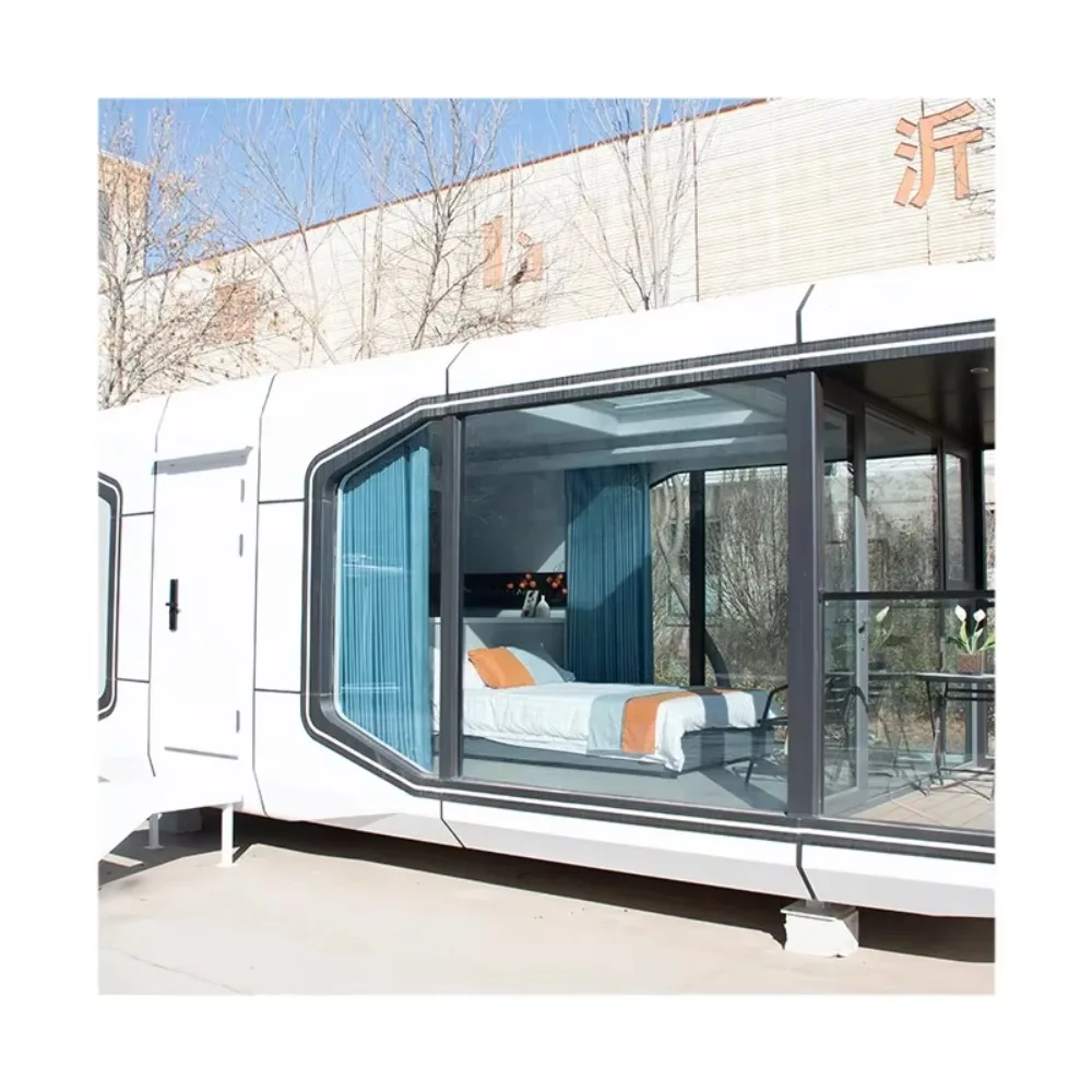 Tiny House on Wheels Trailer Prefab Modular Homes with Aluminium Alloy Shell Space Capsule for Hotel