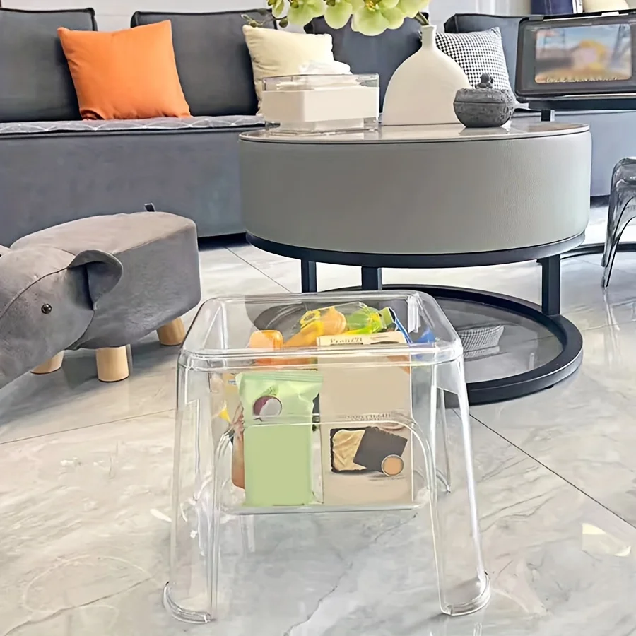 Acrylic Storage Stool, Clear Multipurpose Luxury Bench, Perfect for Entryway Shoe Changing, Living Room, Bathroom, Pet Supplies