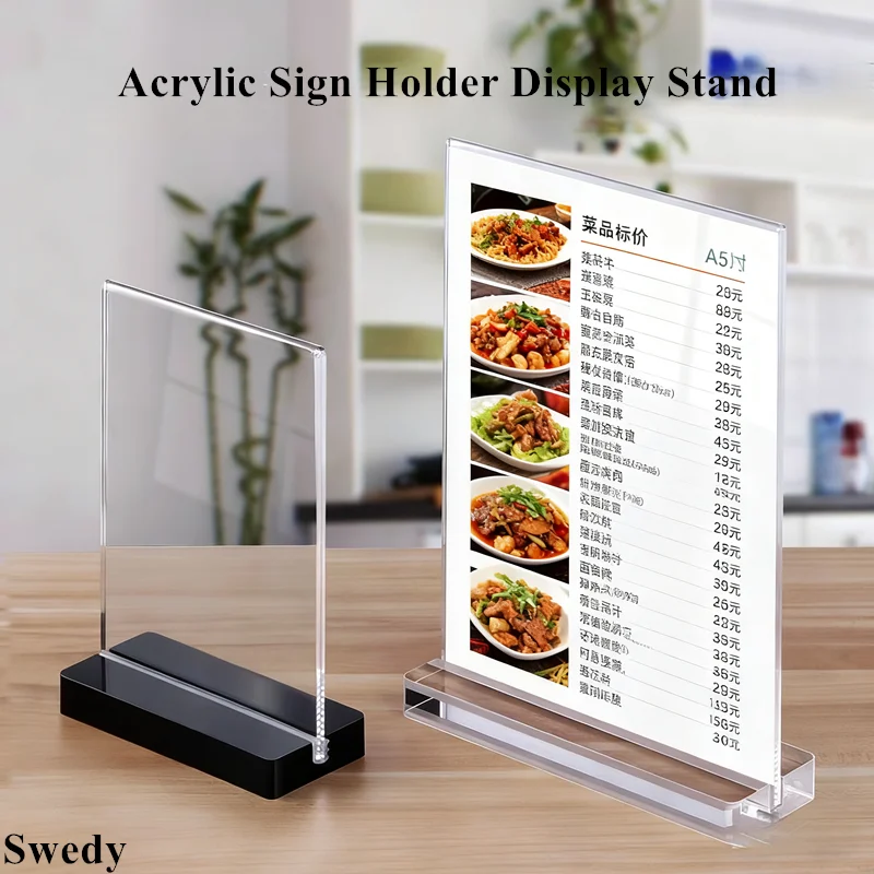 A5 148X210mm Clear Acrylic Sign Holder Display Stand Marketing Price Poster Picture Photo Frame Restaurant Table Menu Holder