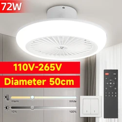 Ventilador de techo con luz y mando a distancia, 72W, 85-265V, 3 colores, lámparas de techo regulables para sala de estar y dormitorio