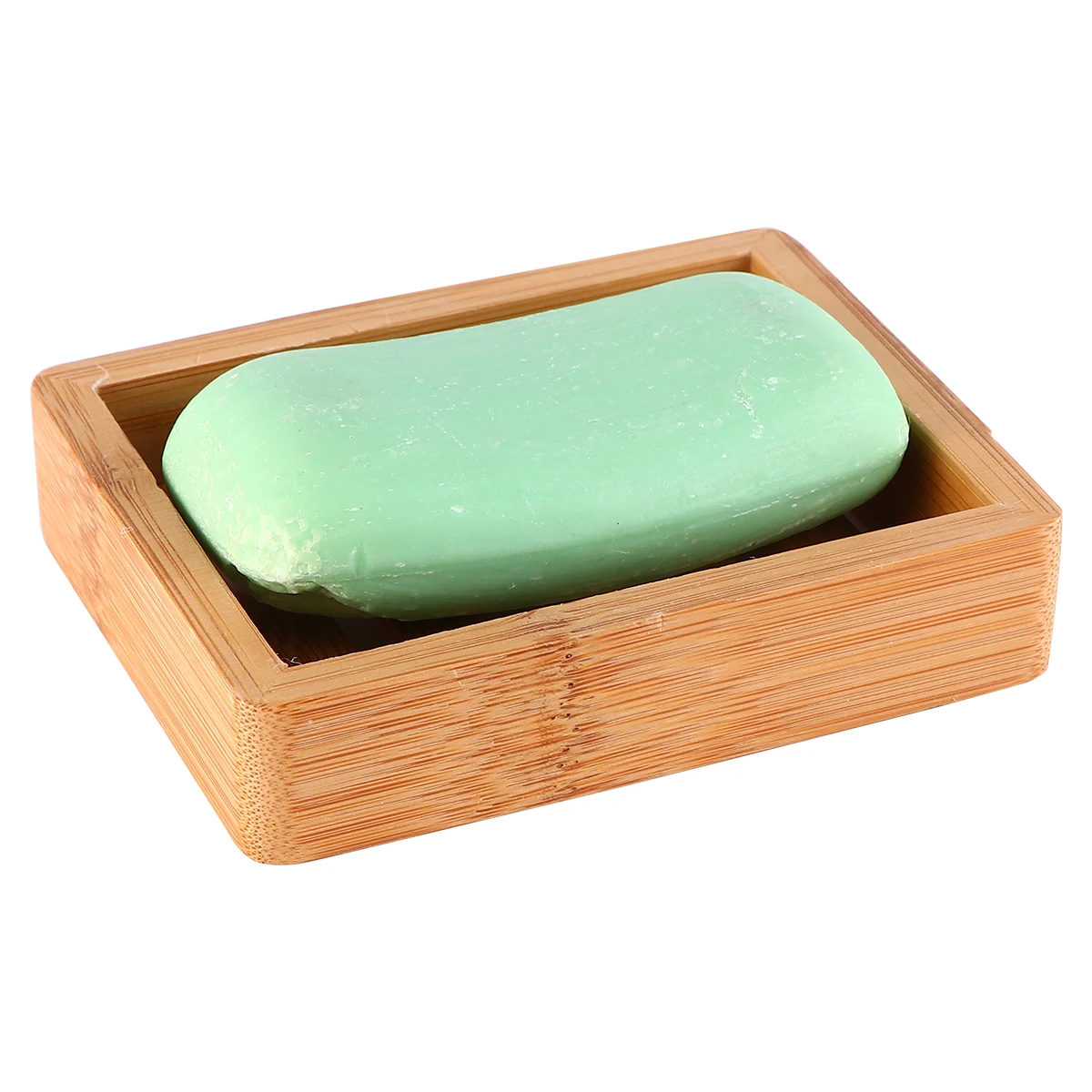 

1pc Bamboo Wood Soap Holder Dish Drying Rack Drain Tray Container Soap Box For Bathroom Kitchen Use Home Daily Necessities