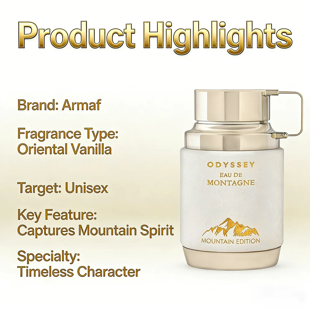 بخاخ Armaf Odyssey Eau De Montagne Mountain Edition EDP للجنسين - 3.4 أونصة فانيليا شرقية تدوم طويلاً