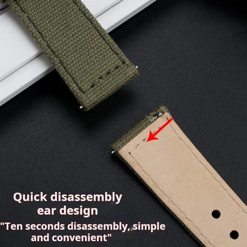 Ремешок для часов из быстросъемной ткани, дышащий матовый браслет для наручных часов с низом из воловьей кожи, спортивные мужские аксессуары для Гамильтона Citizen, 22 мм