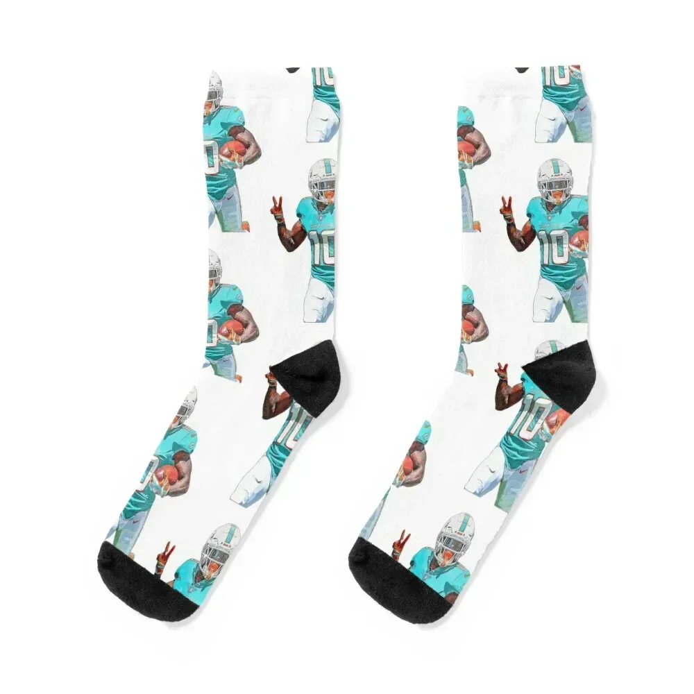 

Tyreek Hill Dolphins Football Glossy Socks hiphop Lots japanese fashion valentine gift ideas Men Socks Women's