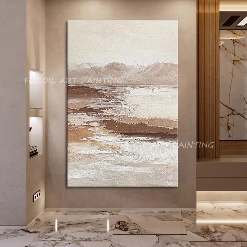 

Simple Pure Natural Brown Art Abstract Oil Painting 100% Hand Painted Brown Landscape Thick Texture Canvas Wall Decor For Home