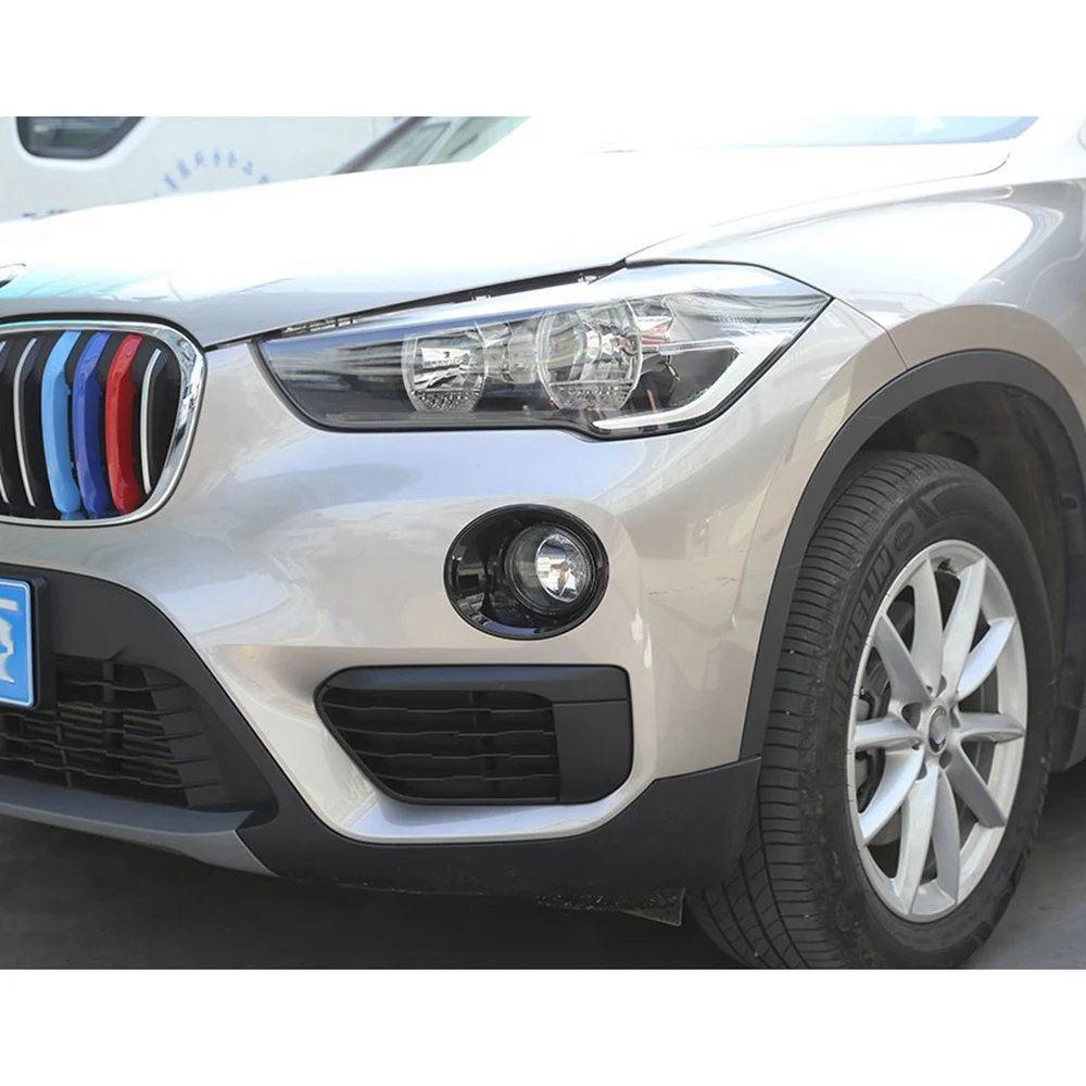 2 Stücke Glänzend Schwarz Auto Nebelscheinwerfer Lampenabdeckung Trim für-BMW X1 F48 2016-2019