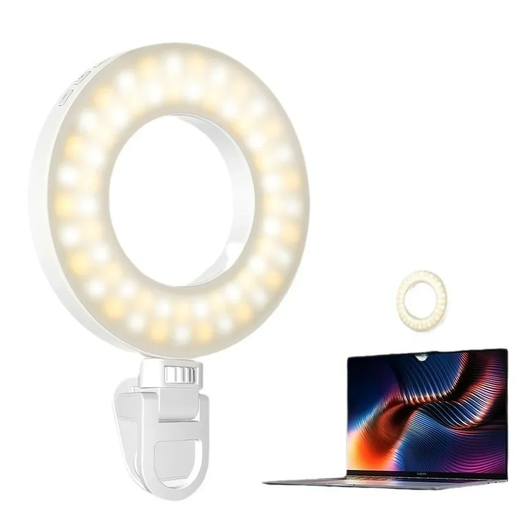 Aro de Luz LED para Teléfono, Portátil, Video Chat, Selfie, Vlog, Fotografía de Retratos, Temperatura de Color Ajustable de 2500K a 9900K, 115x115x18mm