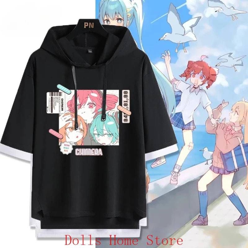 

Anime Kasane Teto Cosplay Costumes Men Women Short Sleeve Hoodies T-shirt Casual Hoodie Hallowmas Role Play Gift