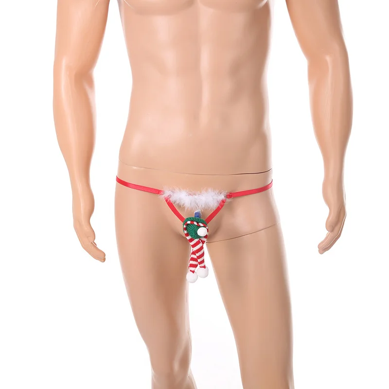 Мужские рождественские подарочные стринги-эластичное забавное нижнее белье, мужские забавные рождественские стринги-эластичное нижнее белье с вырезами для вечеринок 50-90 кг