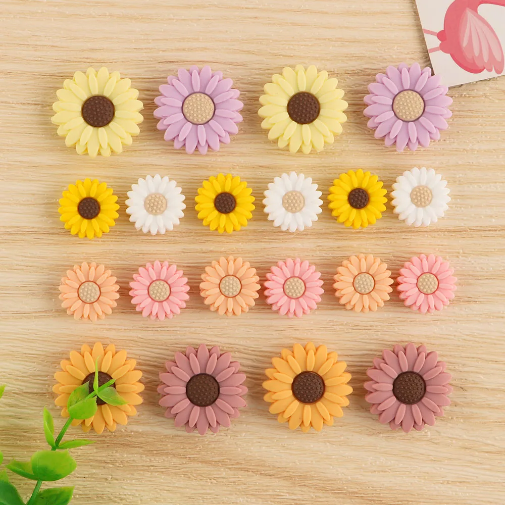 5pcs 20/30MM New Flower Silicone Beads For Jewelry Making DIY Daisy Focus Beadable Pen Bracelet keychain Accessories image 4