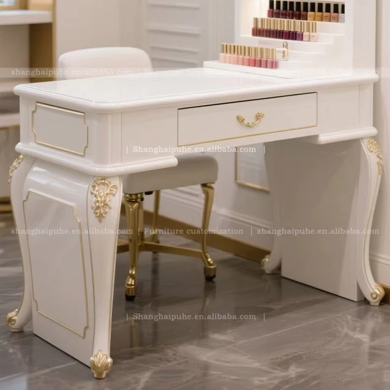 baroque nail table  made luxury nail table European French and Arabian style nail art workbench and table chair set