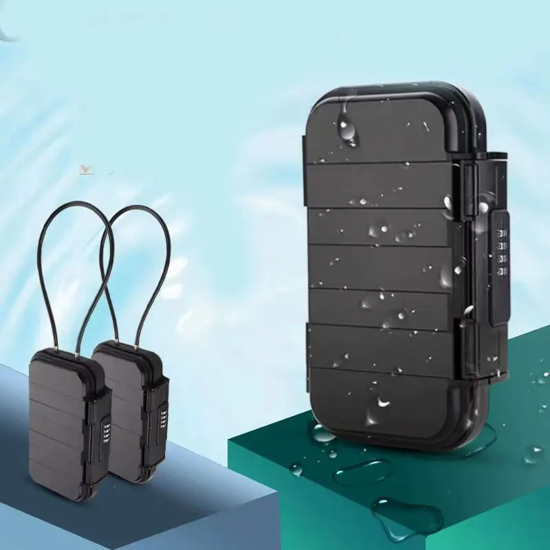 Safe Lock Box Portable Safe Case 4-Digit Combination Lock With Rope Outdoor Camp Hiking Sports Gym Security Storage Key Box