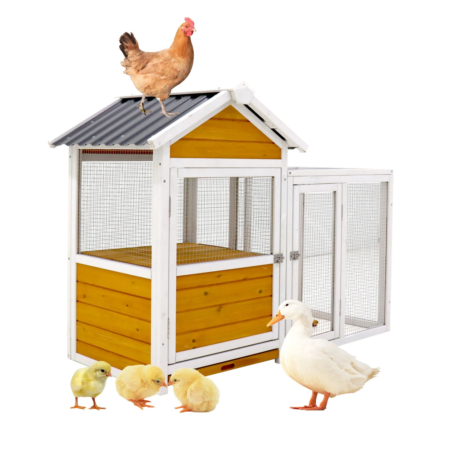 

Large outdoor chicken coop Wooden chicken coop, duck coop with nest box, bird cage, rabbit cage - waterproof PVC board ( yellow