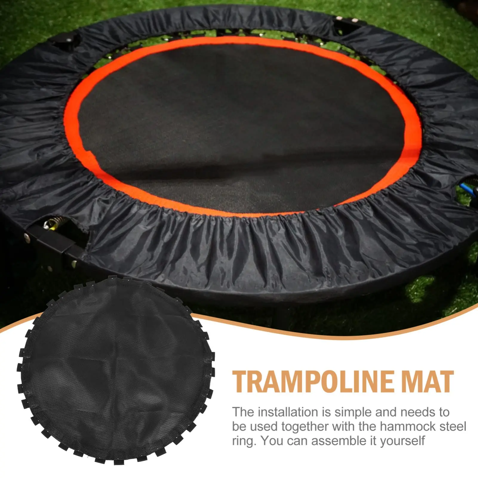 Replacement Trampoline Mat 40inch Elastic Trampolines Round Jumping Mat Net Cloth Trampoline Pad for Round Trampolines Black