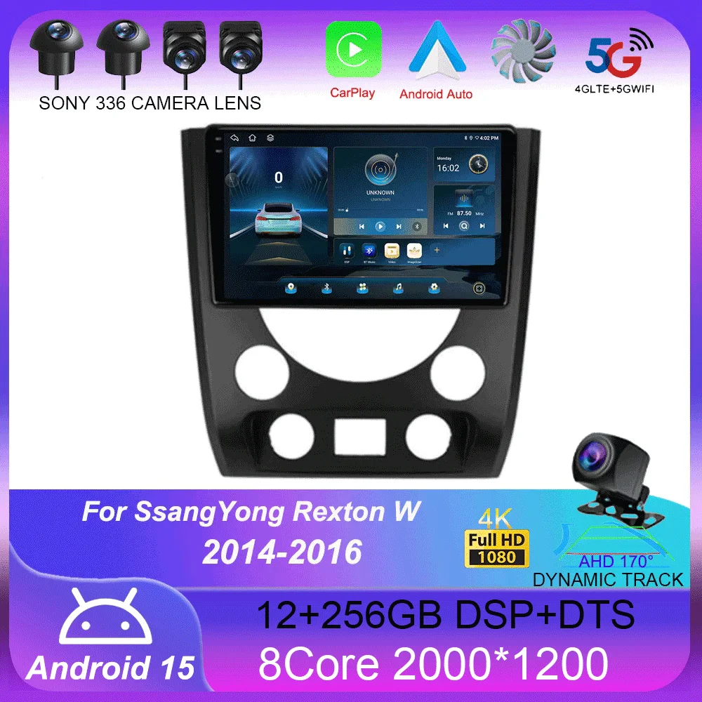 

Android 15 Carplay Auto Car Radio For SsangYong Rexton W 2014 2015 2016 Cassette Multimedia Player GPS Navigation Stereo NO 2DIN