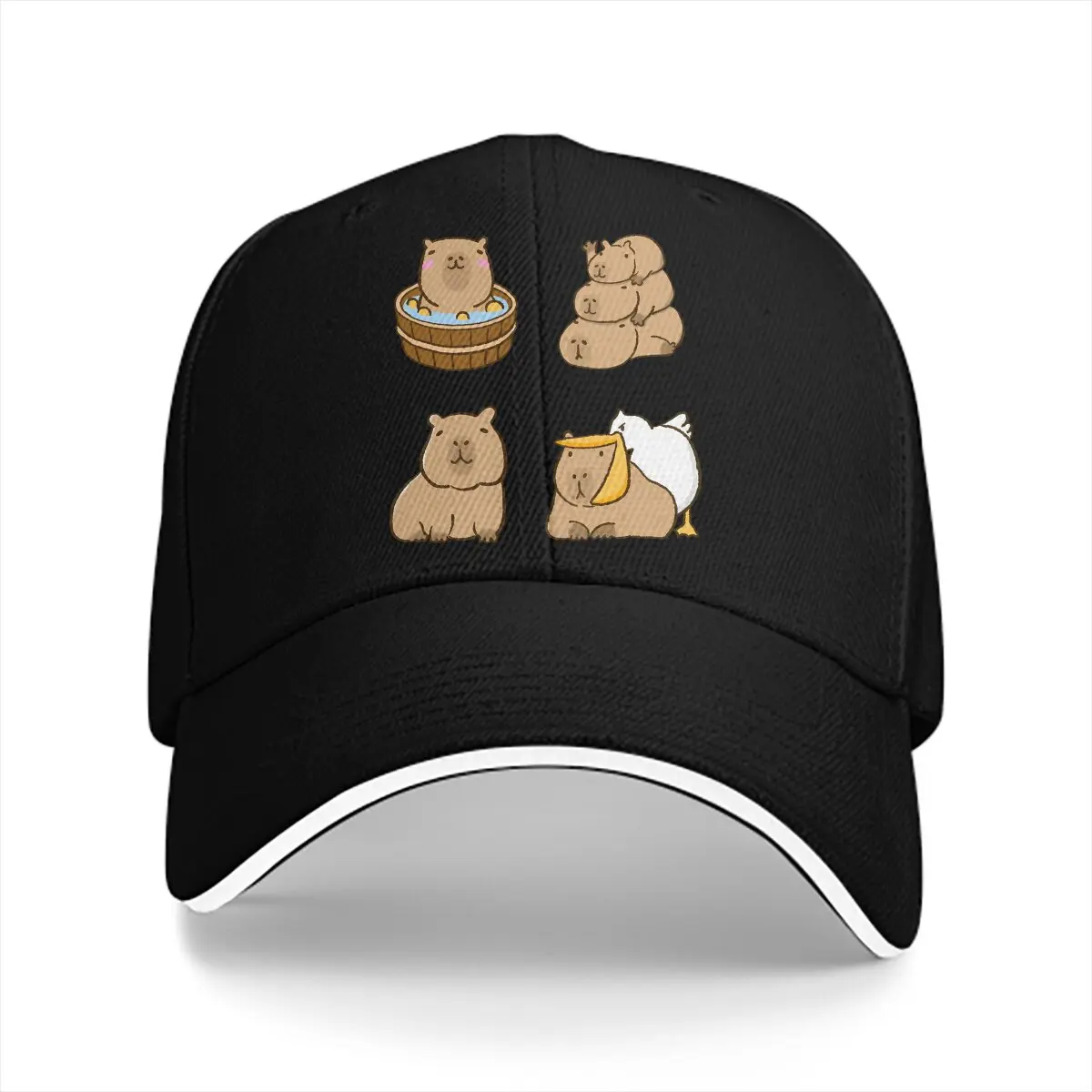 Stickers Pack Baseball Caps Peaked Cap Capybara Animal Sun Shade Hats for Men Women