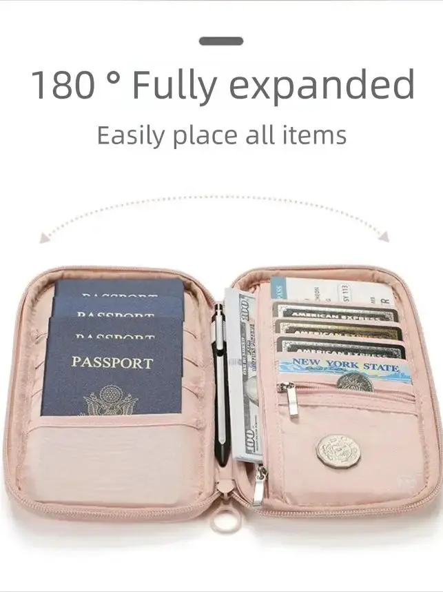RFID Blocking Passport Holder Travel Wallet Durable Anti-Theft Card Slots Protective Case Flights Travel Organizer for Women Men