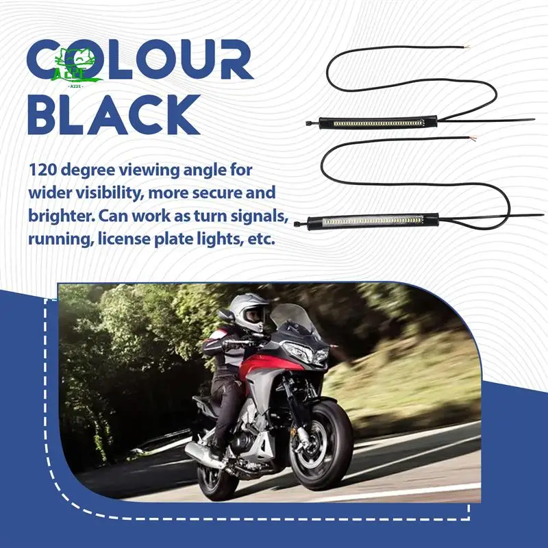 

A22E-Flexible Switchback Dual-Color White & Amber Motorcycle LED Fork Turn Signal DRL Daytime Running Light Waterproof