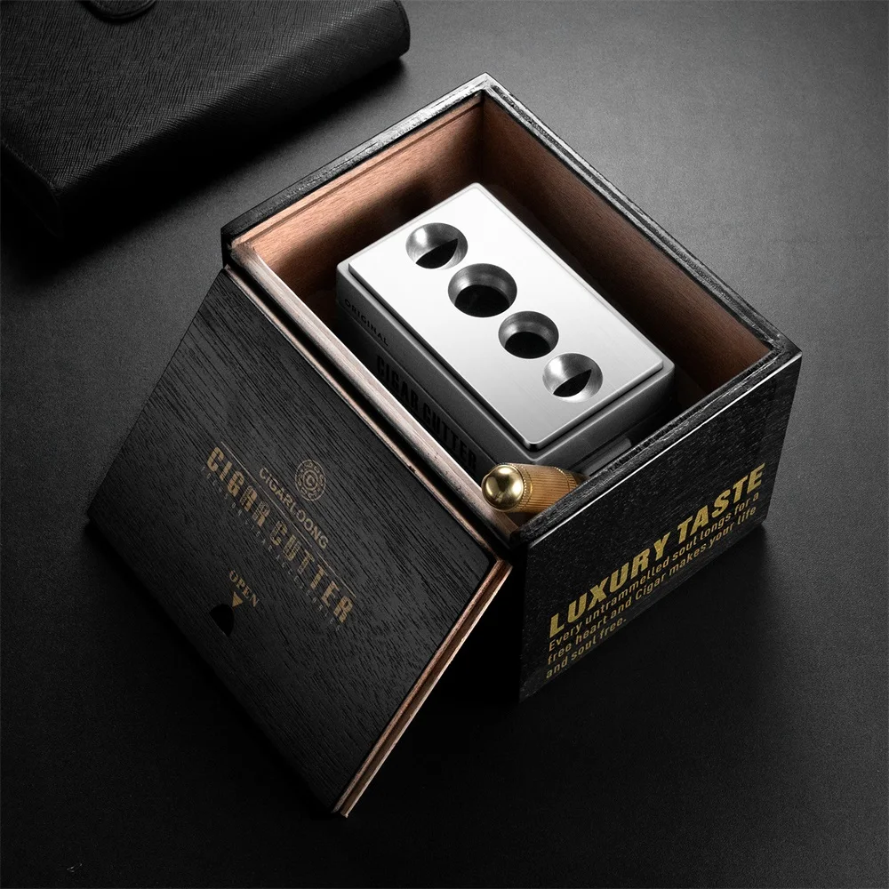 Cigar Long Deluxe Large Desktop 4 Hole Blade Desktop Guillotine V-Cut