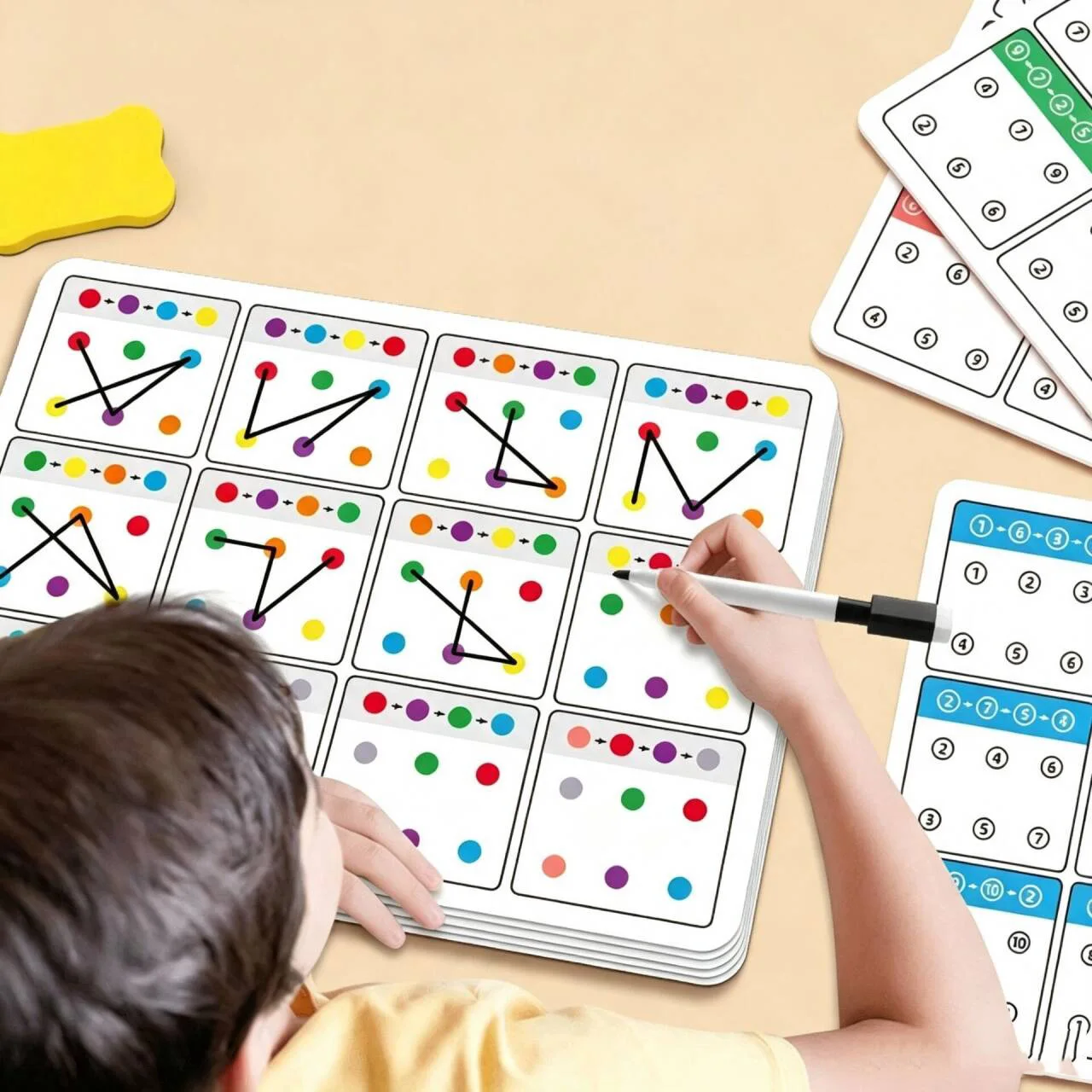 Visual Tracking Focus and Attention Training Card, Color and Number Recognition, Ideal Memory Improvement, Perfect Children's Gi