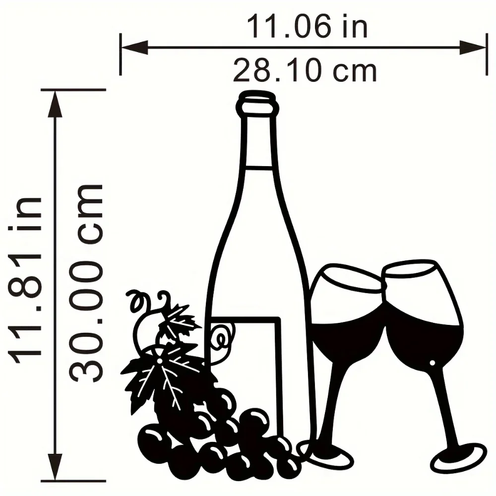 1pc, Elegant Metal Wine Bottle and Glass Wall Decor for Indoor and Outdoor Use - Perfect for Living Room, Bedroom, and Kitchen