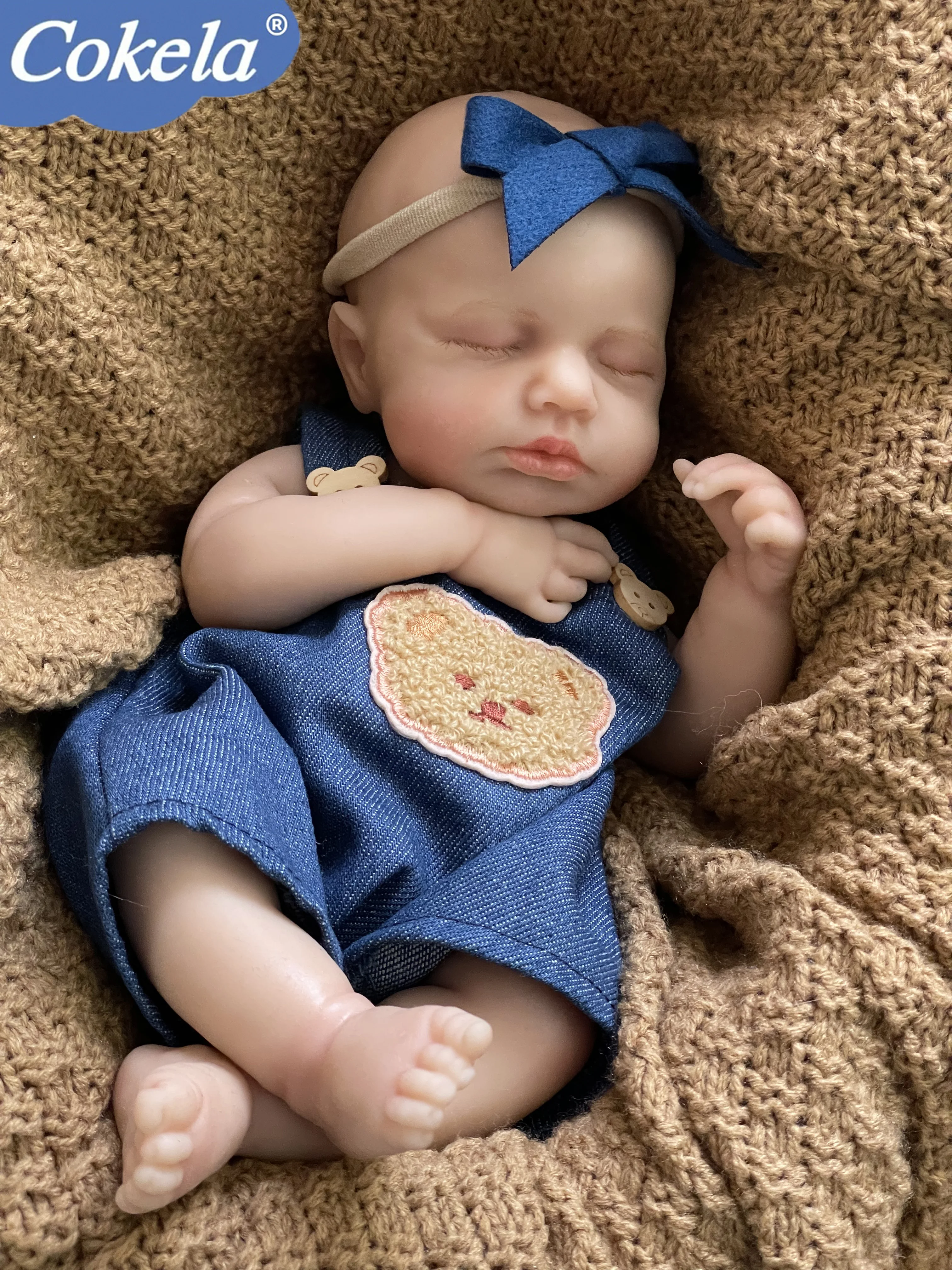 Cokela Muñeca bebé Reborn realista de tamaño pequeño, elástica, flexible, súper suave, de silicona sólida, 12 pulgadas