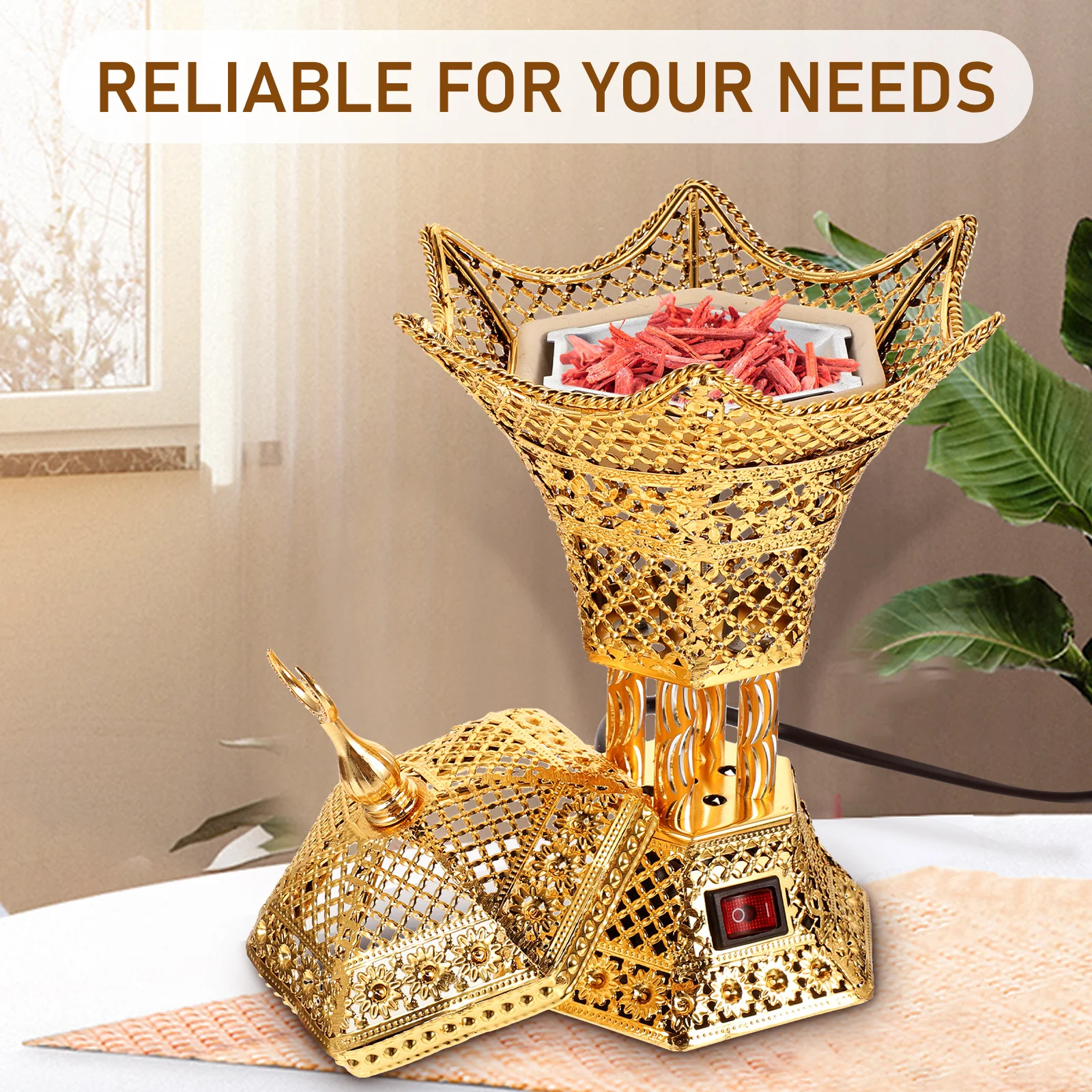 

Electric Censer Burner Plug-in Aroma Incense Stove for Home Decor Office Space Artistic Atmosphere Retro Style Table Centerpiece