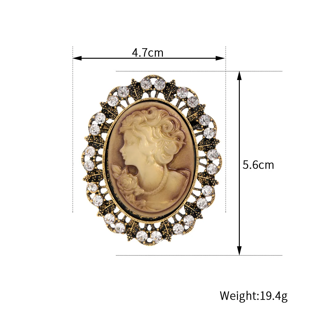 Elegant Classic Style Women Jewelry Vintage Victorian Cameo Portrait Brooch Beauty Head Pins Clothing Hat Accesories Gifts