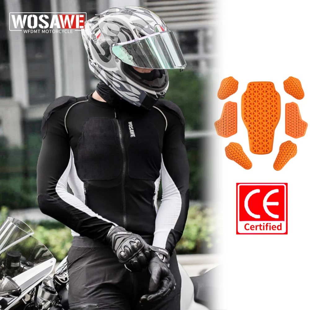 

WOSAWE Motorcycle Jacket Body Armor Protection Jackets Motorbike Clothing Moto Riding Back Protectors CE Certification Soft Pads
