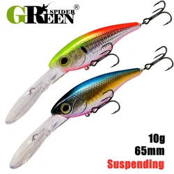 GREENSPIDER Suspend Floating Minnow 10g Deep Dive Artificial Hard Bait Winter Fishing Lure For Pike Prech Trout Fishing Goods
