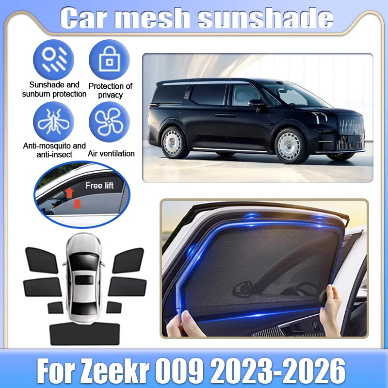 

For Zeekr 009 2023 2024-2026 Car Mesh Shades Window Sunshades Sunscreen Privacy Curtains Auto Accessories Sun Visors Mosquitos