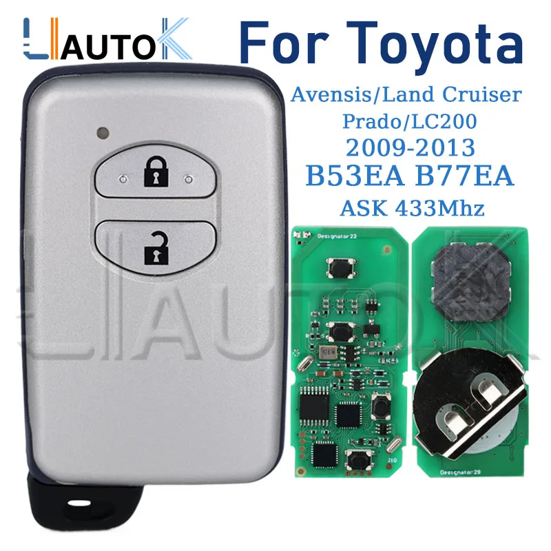 Smart Remote Car Key For Toyota Land Cruiser Prado LC200 2009-2013 B53EA B77EA ASK 433MHZ 4D Chip A433 Auto Remote Key 2 Buttons