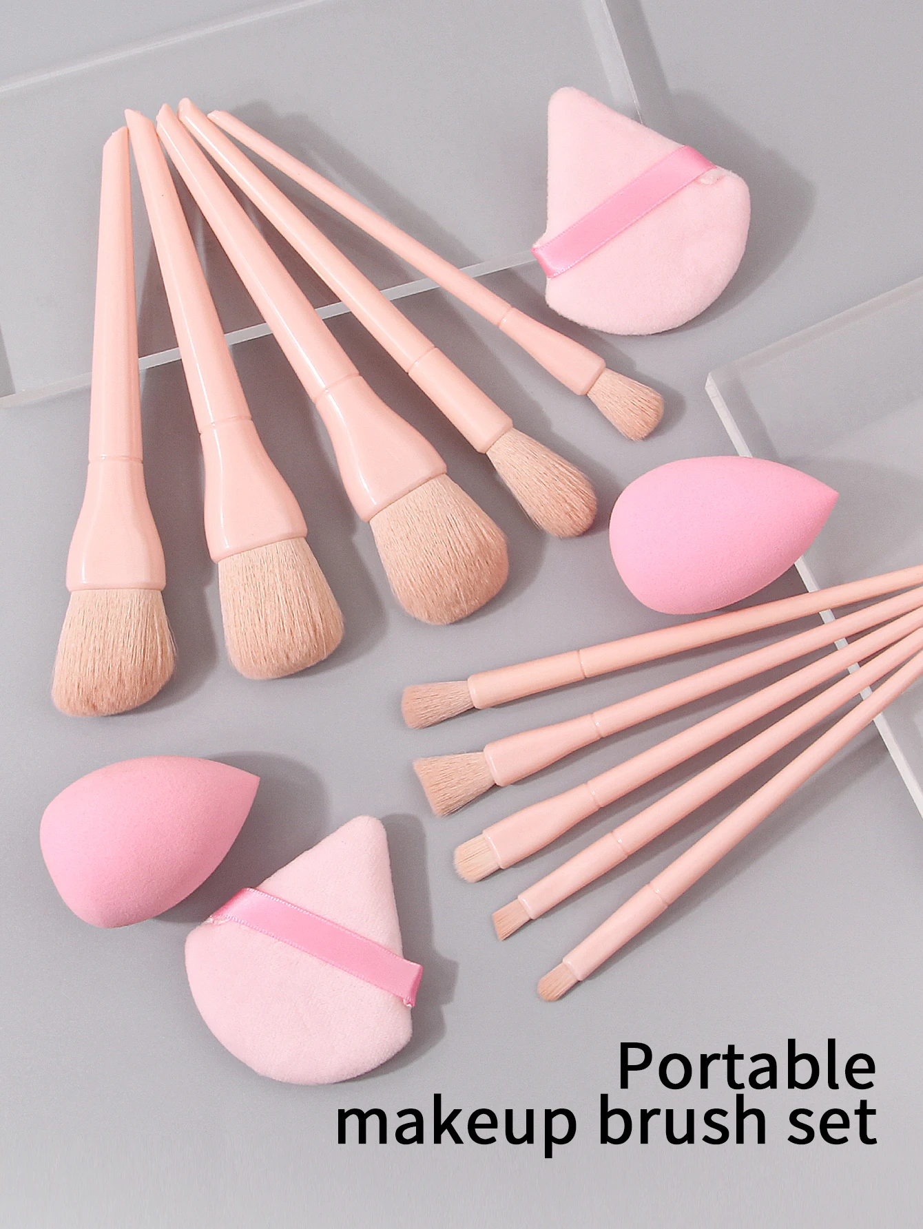 16PCS 10 makeup brushes set of beginner makeup tools +6pcs sponge set, triangular powder puff, do not eat powder makeup eggs