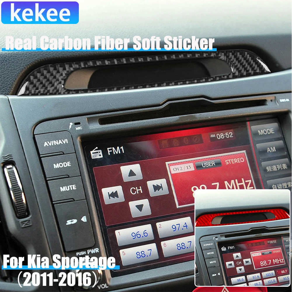 

Автомобильные аксессуары из настоящего углеродного волокна, декоративная крышка центральной консоли, мягкая наклейка для Kia Sportage 2011 2012 2013 2014 2015 2016