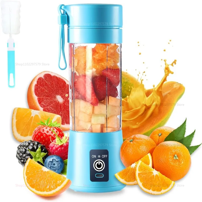 Spremiagrumi elettrico portatile da 380 ml Frullatore per frullato ricaricabile USB Mini robot da cucina Frullatore per frutta per viaggi, campeggio e cucina