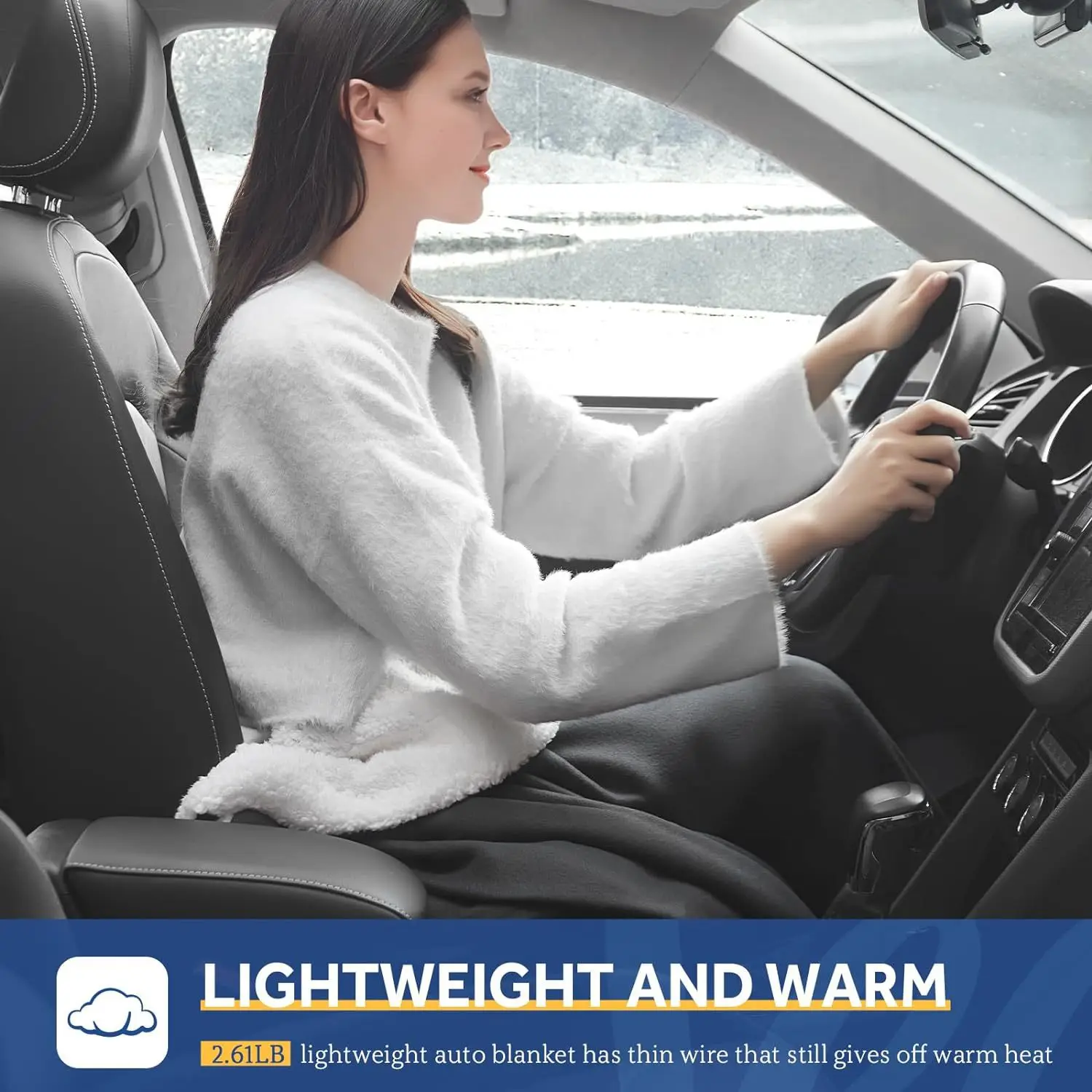 Auto Outdoor 12V Car Heated Blanket Throw- Warm Companion for Winter In-Car Naps