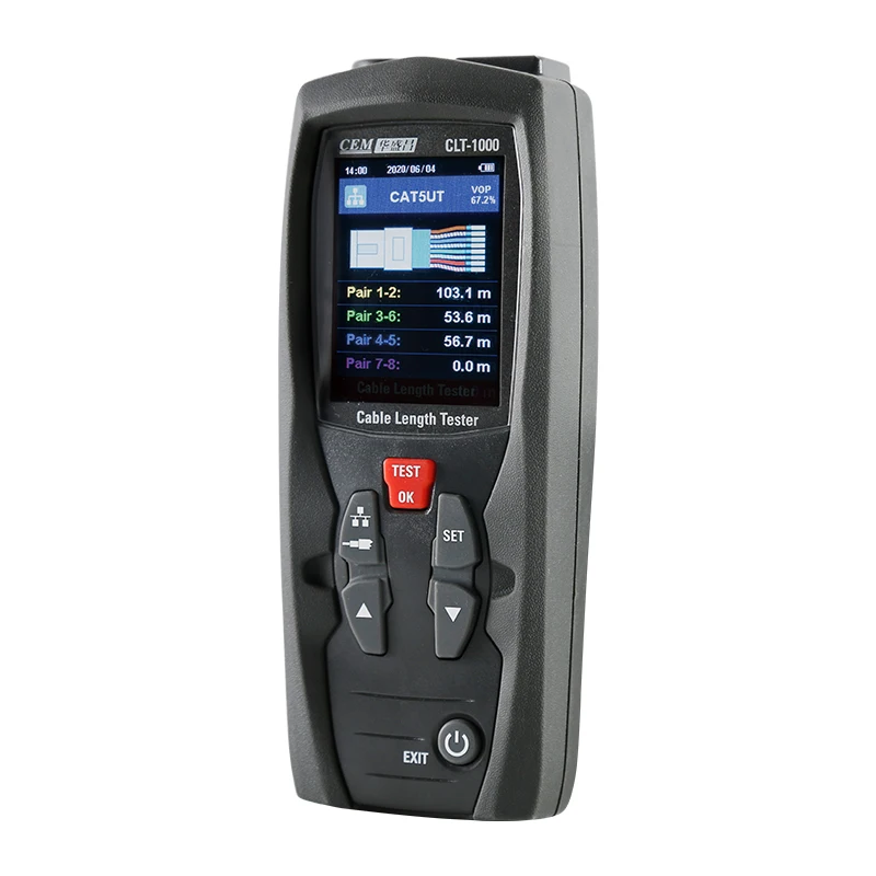 CEM CLT-1000 Auto Range Sensitivity Cable Length Tester with BNC, RJ45 connector for Various Cables