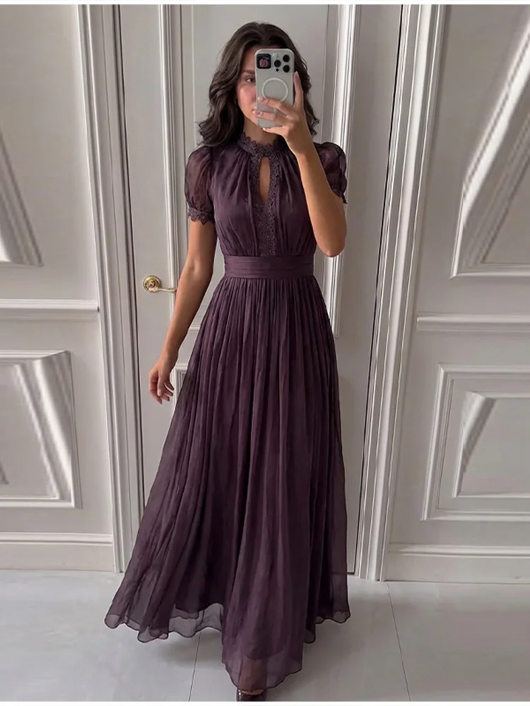 casual purple dresses All For You Tiered Cotton Dress Shop the Mint sleeve maxi dress features a V Draper James womens Katie Midi