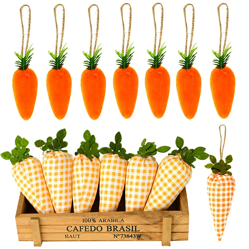 1/8pcs Easter Carrots Decorated With Orange Lattice Carrots Decorated With Rabbit Radish Home Decoration Pendant