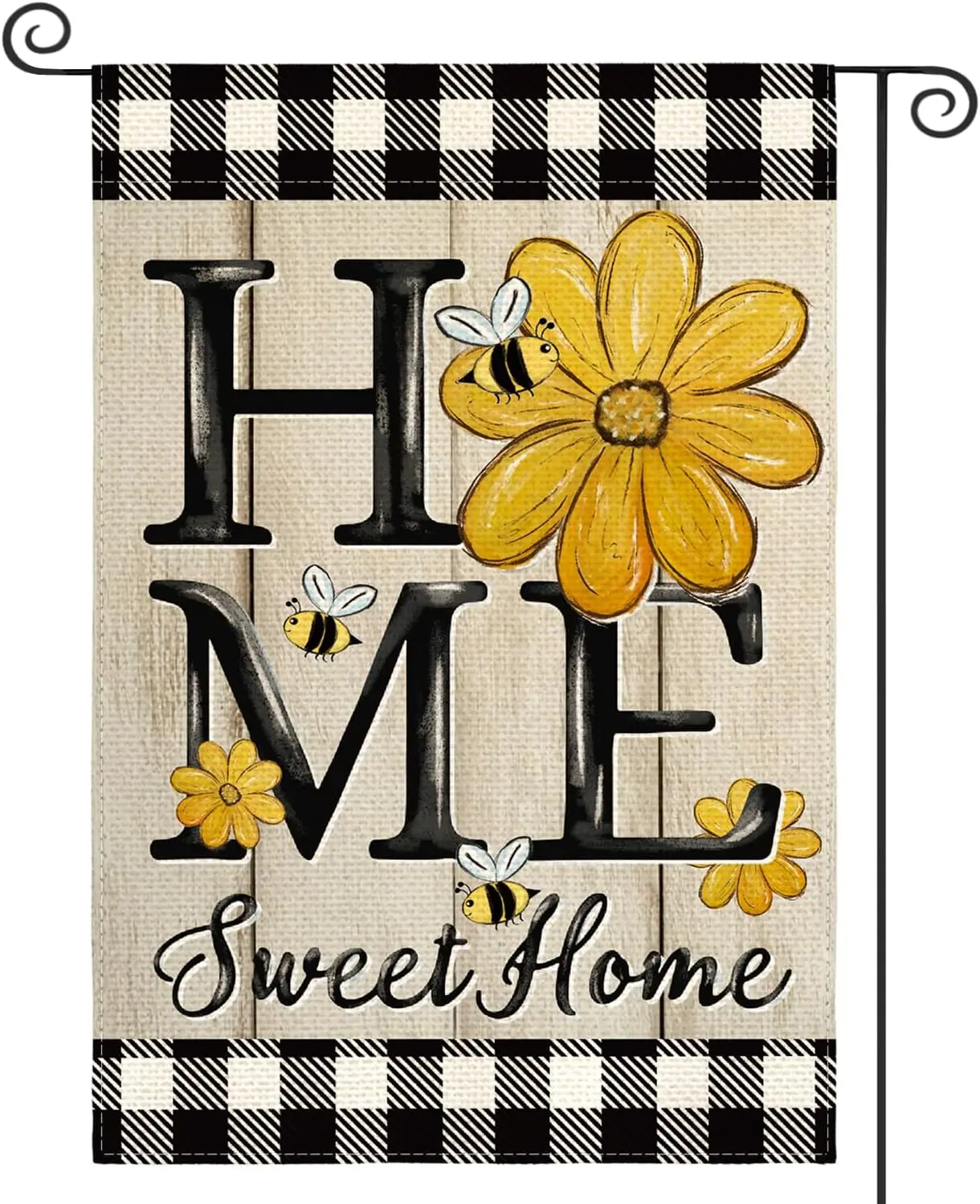 AVOIN colorlife Home Sweet Home Summer Garden Flag 12x18 Inch Double Sided Outside, Sunflowers Welcome Buffalo Plaid Yard Outdoo