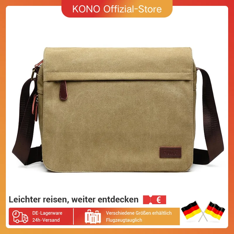 KONO Borsa a tracolla in tela impermeabile per laptop da 13 pollici Durevole, pratica per la scuola e il lavoro