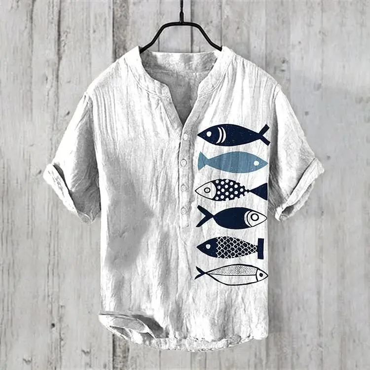 Summer cross-border men's fashion trends in Europe and America, personalized digital printing, ethnic style short sleeves