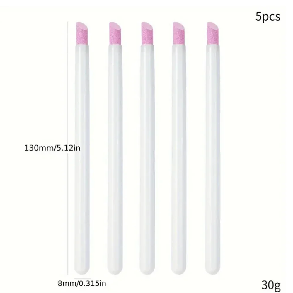 1/5PC Quartz Nail Polishing Pen Set 130mm Dead Skin Cuticle Remover Fine Sanding Stone Manicure Tool