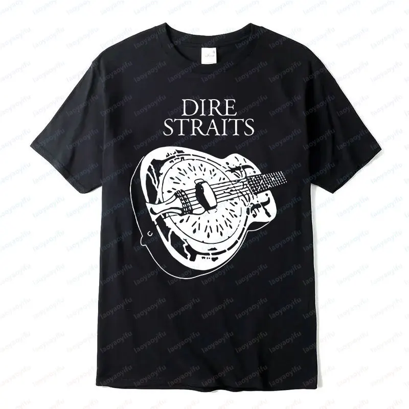 Men T Shirt Rock Dire Straits Band Guitar cotton Tees Harajuku Hip-hop Streetwear Creative Graphic Tshirts Summer Oversized Tee