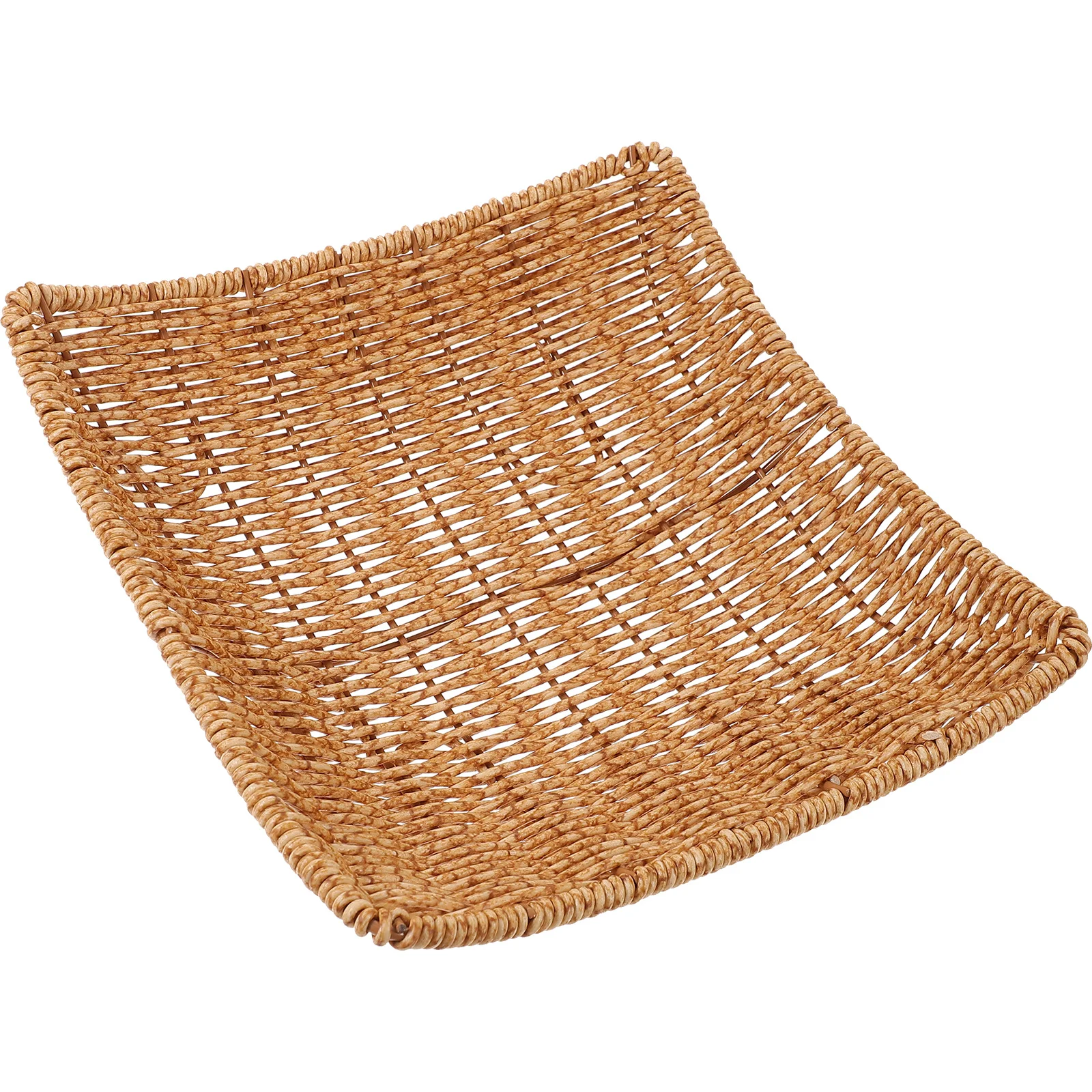 

Snack Basket Woven Fruit Plate Imitation Rattan Storage Tray Bread Serving Dish Home Kitchen Organizing Tabletop Sundries Holder