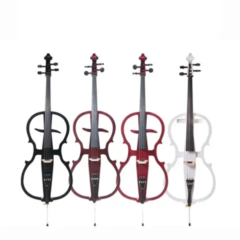 Electronic Cello 4/4 High-Quality White and Black and Red Professional Playing Electronic Cello
