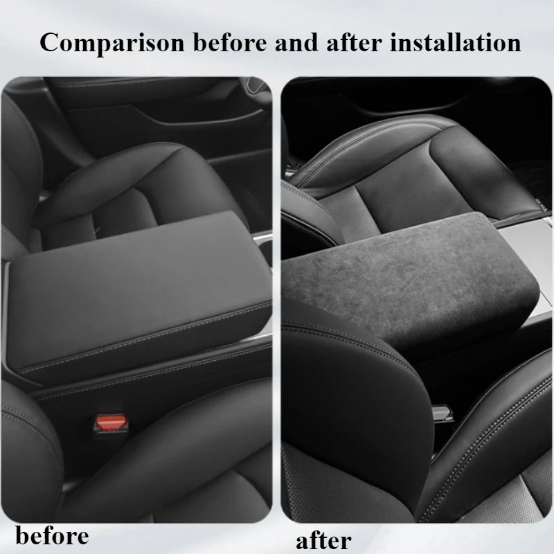 Voor Tesla Model 3 Highland 2024 Alcantara Suède Auto Centrale Armsteun Pad Cover Mat Armsteun Zetel Doos Protector trim Case